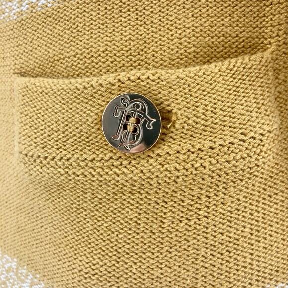 Tory Burch Women’s XS Gold Yellow Striped Cotton Pullover Sweater Pockets Button - Picture 6 of 9